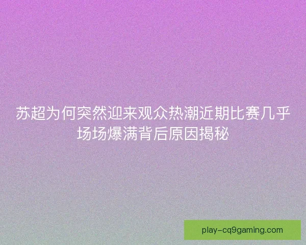 苏超为何突然迎来观众热潮近期比赛几乎场场爆满背后原因揭秘 苏超为何突然迎来观众热潮近期比赛几乎场场爆满背后原因揭秘