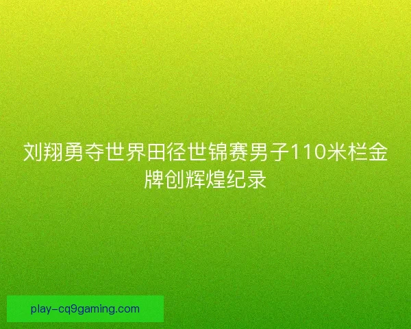刘翔勇夺世界田径世锦赛男子110米栏金牌创辉煌纪录